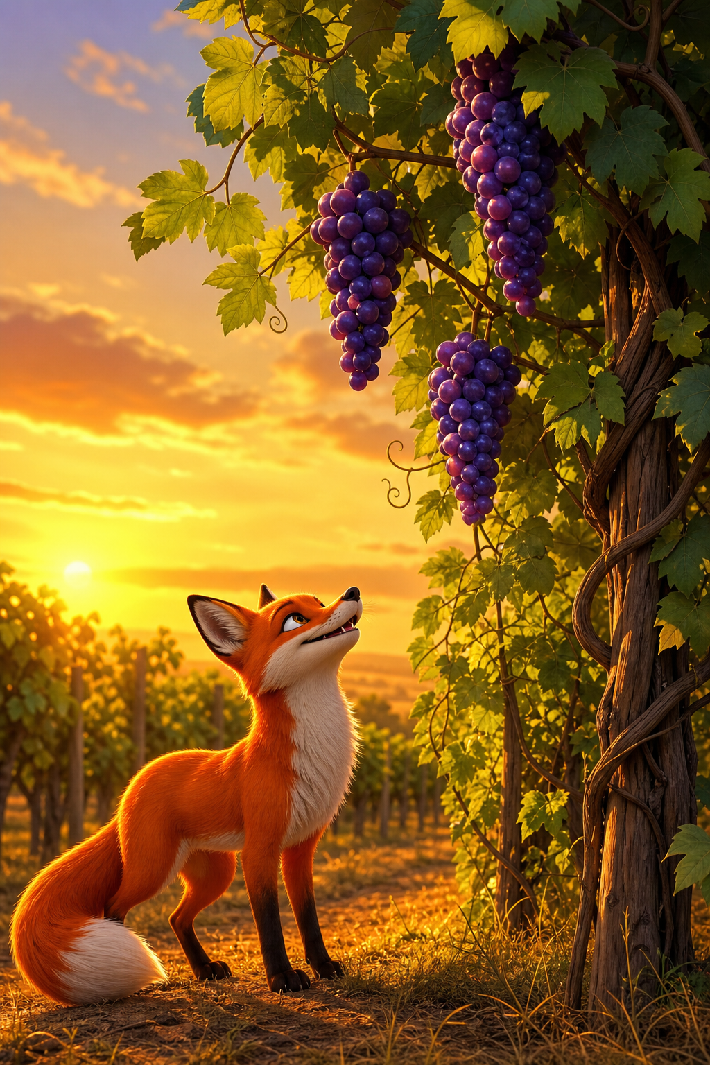 Capa da história A Raposa e as Uvas
