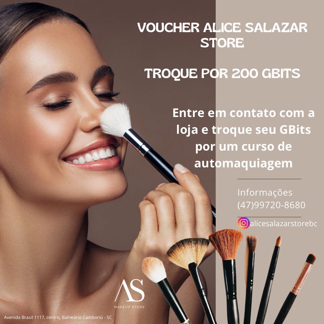 ✨💄 Curso de Automake na Alice Salazar Store com seus GBits! 💄✨