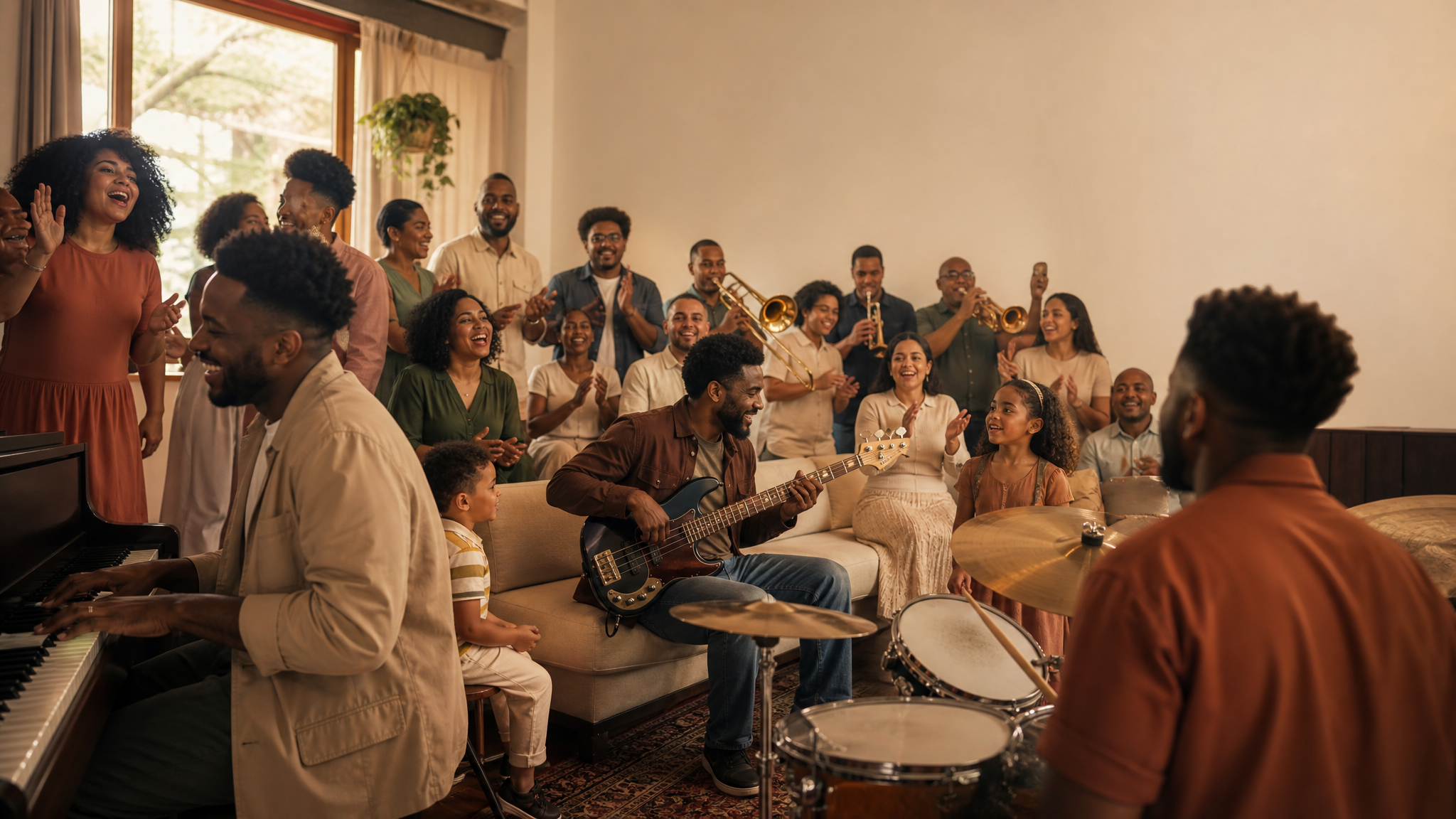 Capa ilustrativa da música Casa Cheia de Alegria