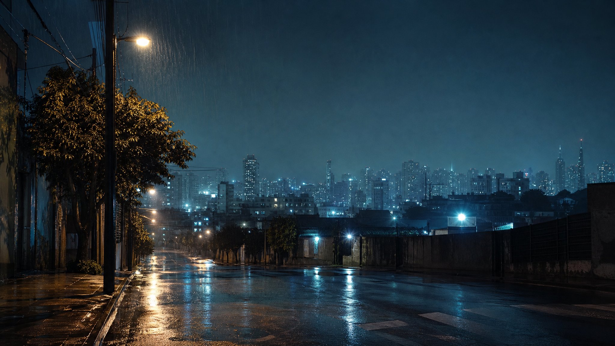 Capa ilustrativa da música Chuva na Cidade Adormecida