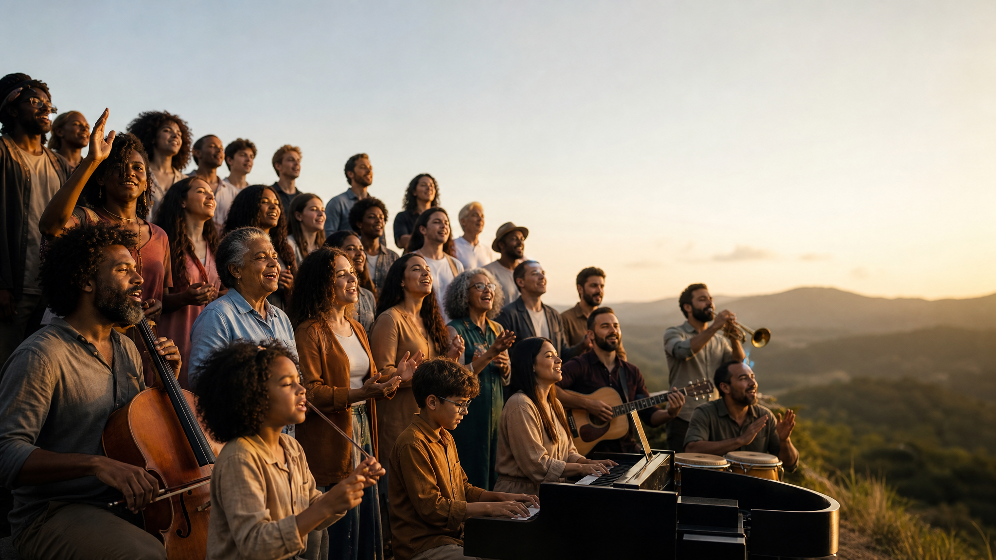 Capa ilustrativa da música Muitas Vozes, Um Só Corpo